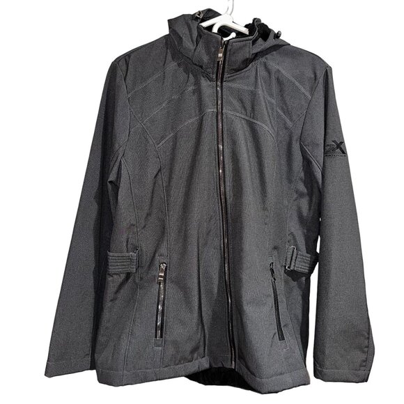 ZeroXposur Black Wooly Gray Full Zip Hooded Jacket XL Womens Fuzzy Winter Fall - Picture 1 of 5